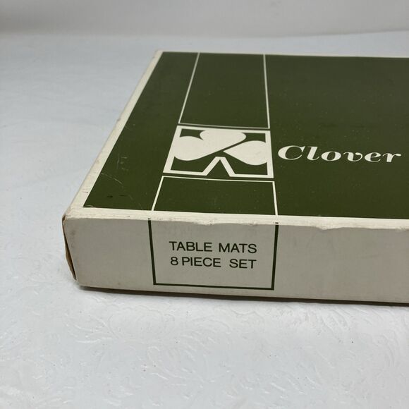 VTG 70s Clover Leaf Table Mats Wine Still Life Box Set Placemats Cork Back NOS - Picture 8 of 9